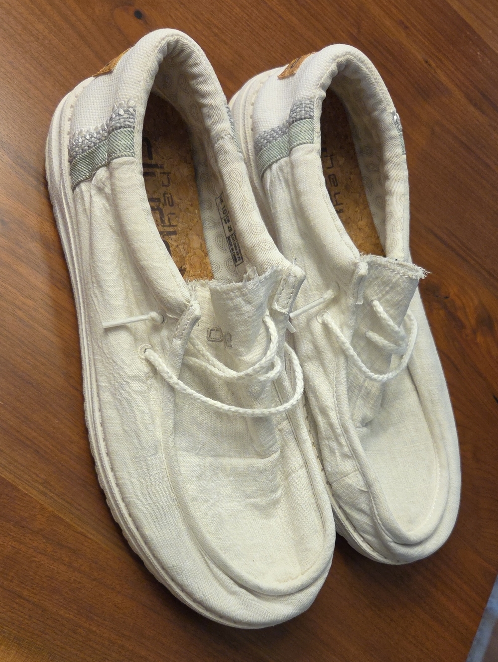 Hey Dude Off-White Canvas Slip-On Loafers